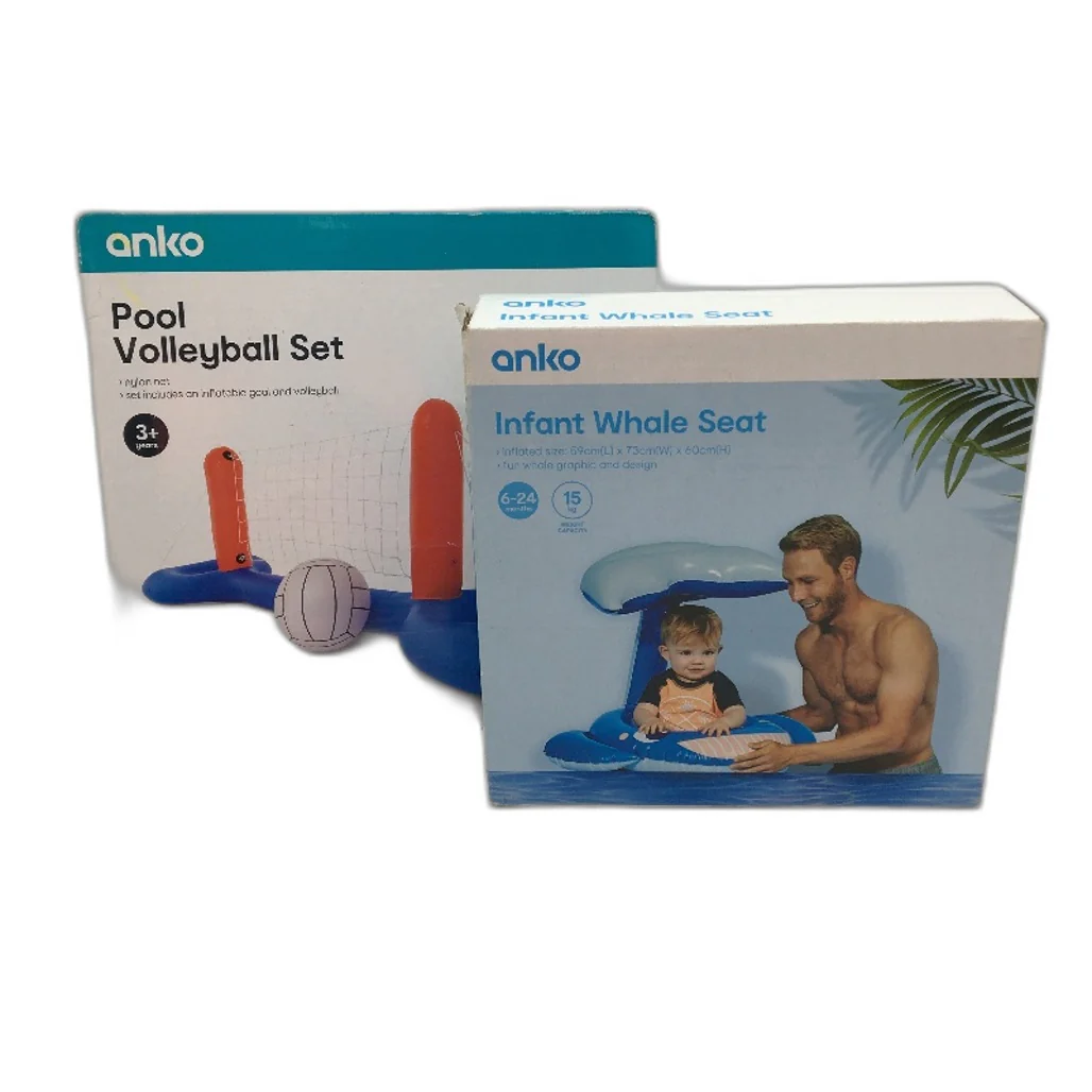 2 Pack Infant Whale Seat & Pool Volleyball Set Swimming Activities Bundle NEW
