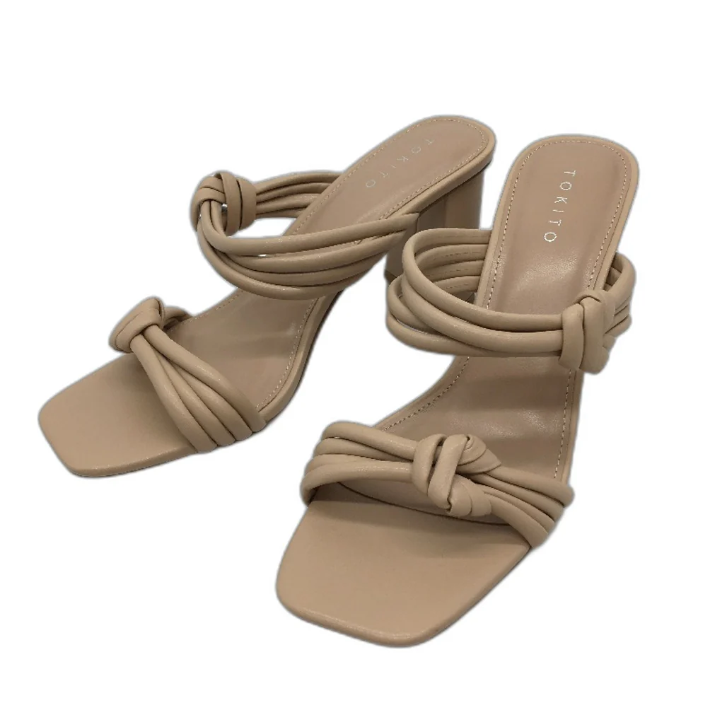 Tokito Winnie Nude Wide Heeled Knotted Slip On Sandal Ladies Size 9 SAMPLE NEW - Image 2
