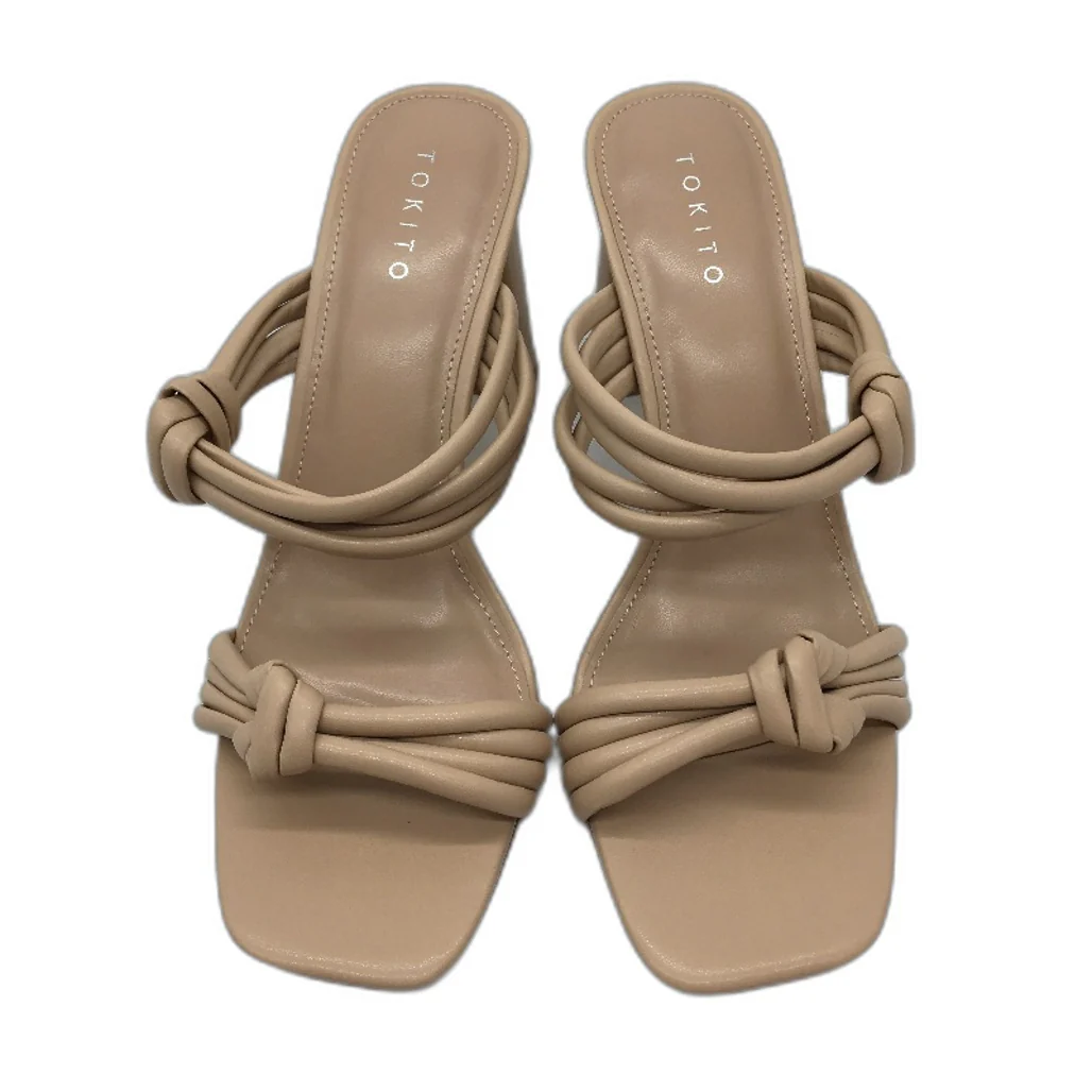 Tokito Winnie Nude Wide Heeled Knotted Slip On Sandal Ladies Size 9 SAMPLE NEW - Image 3