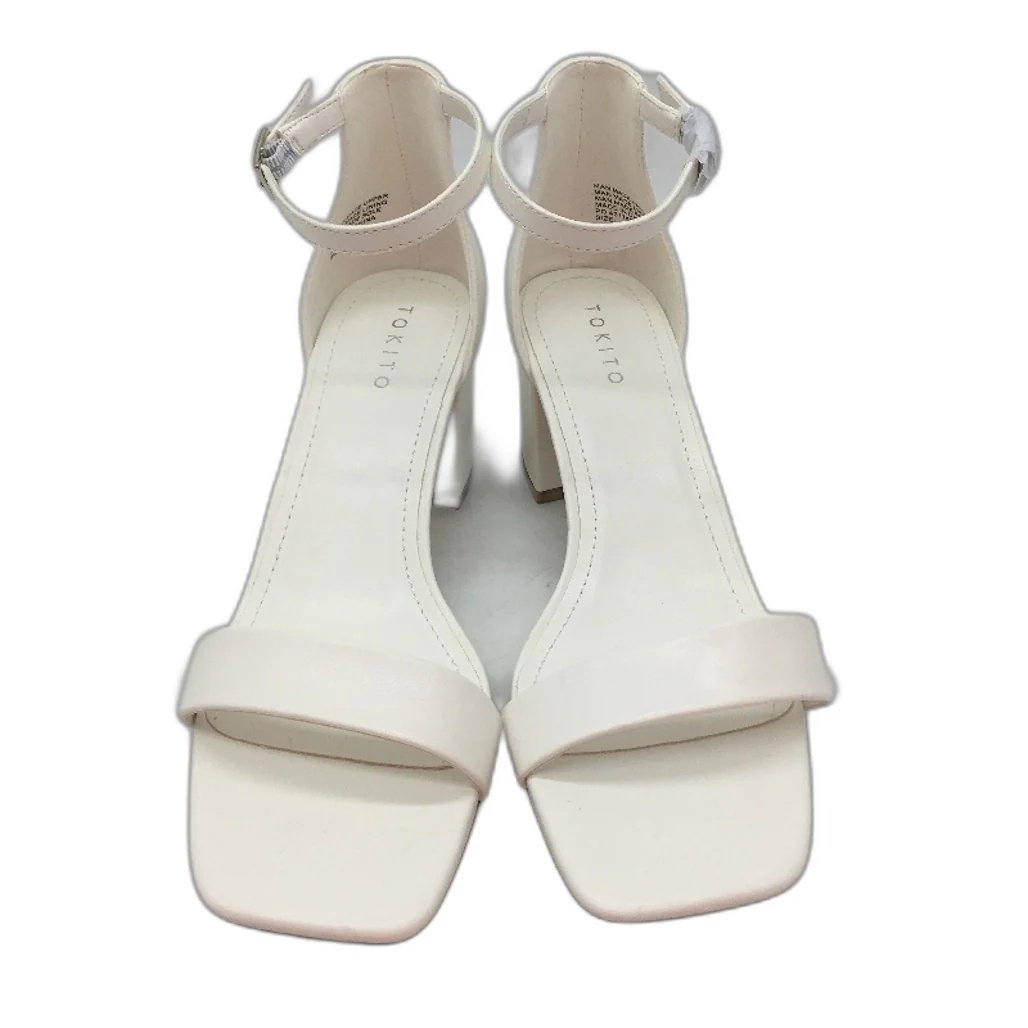 Tokito Tahnee White Ankle Strap Block Heeled Sandal Ladies Size 9 SAMPLE NEW - Image 3