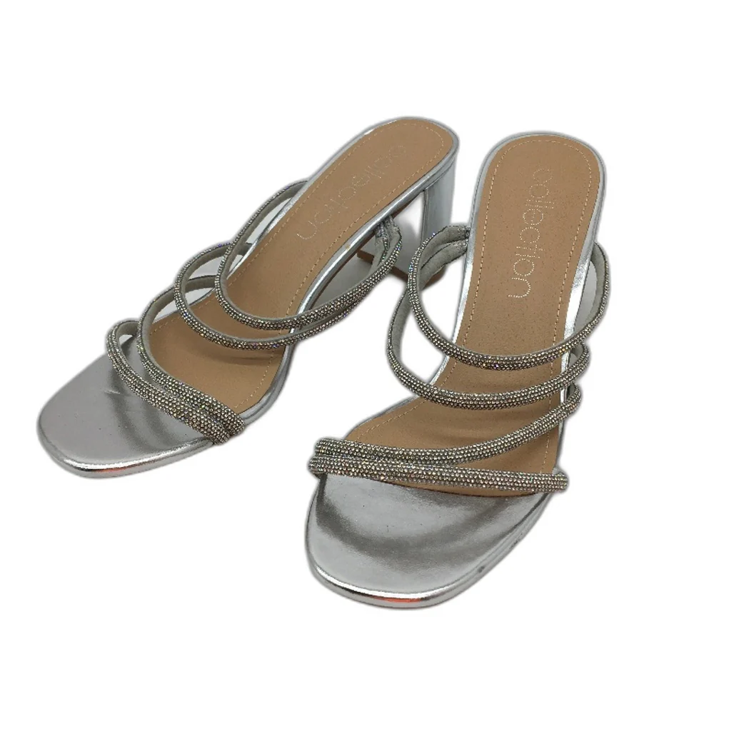 Collection Myer Gemset Strappy Silver Mule Heels Ladies Size 9 SAMPLE NEW - Image 2