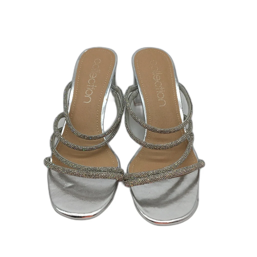 Collection Myer Gemset Strappy Silver Mule Heels Ladies Size 9 SAMPLE NEW - Image 3