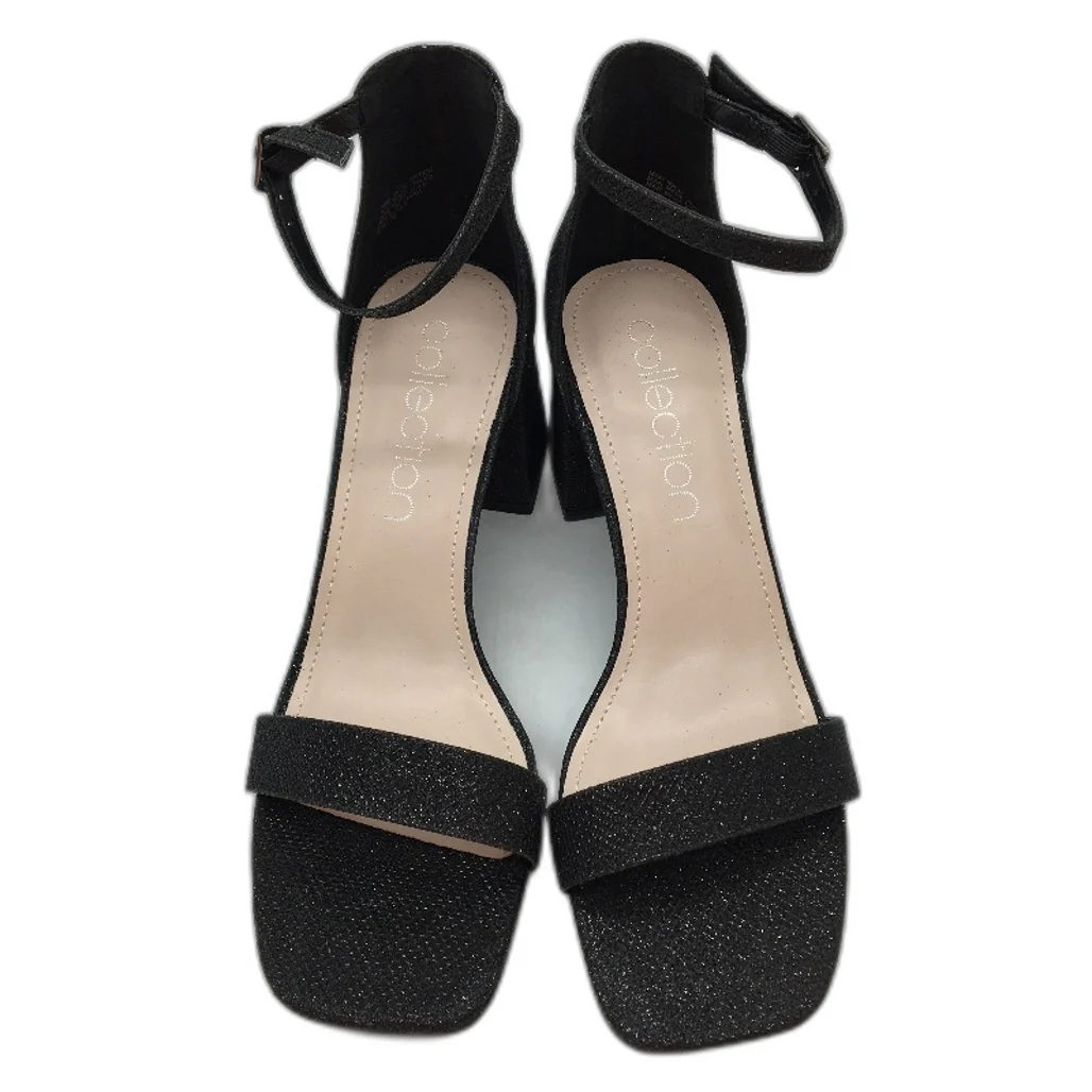Collection Romy Black Fleck Block Heeled Sandals Ladies Size 9 SAMPLE NEW - Image 3