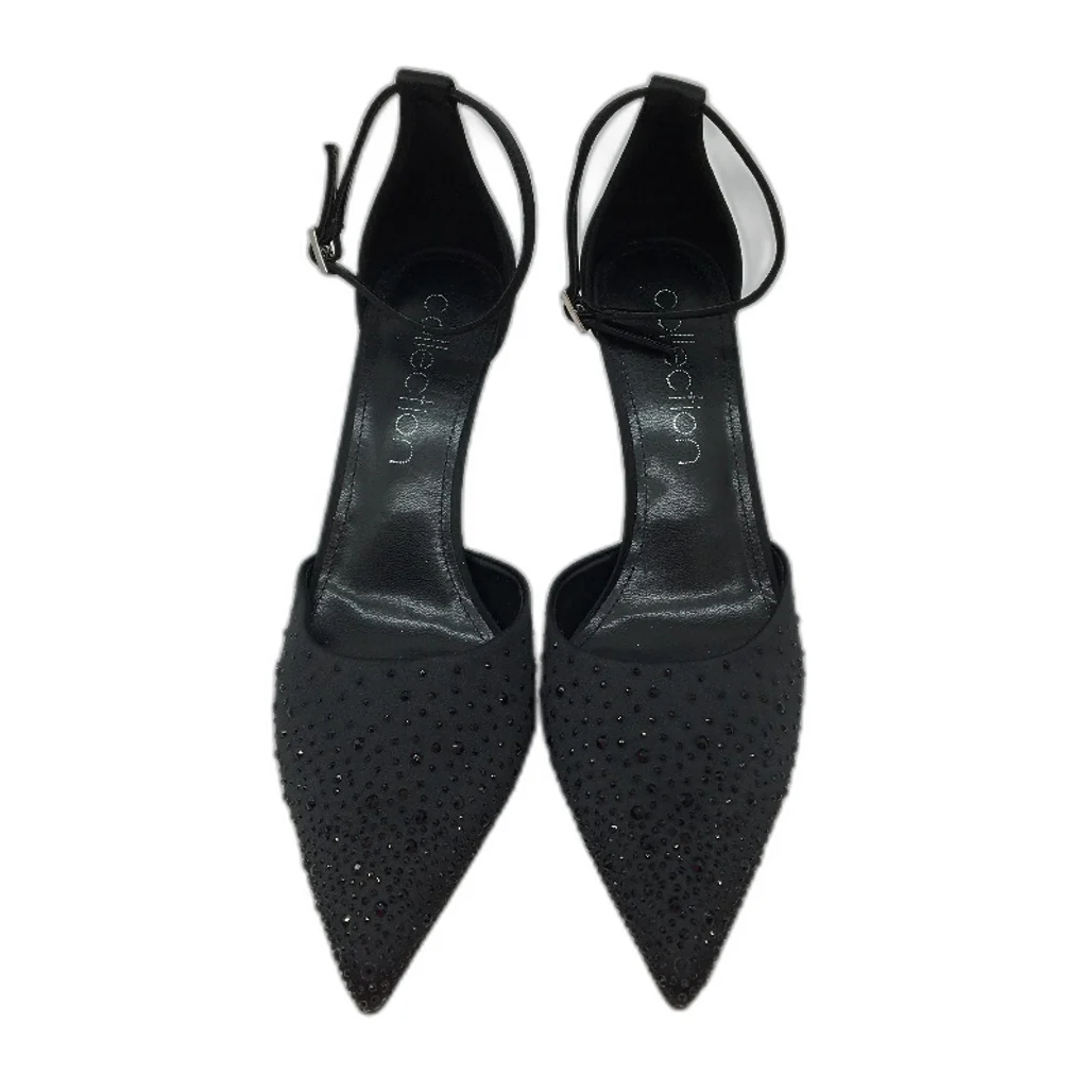 Collection Bianca Black Gem Pointed Toe Ankle Strap Heels Ladies Size 9 NEW - Image 3