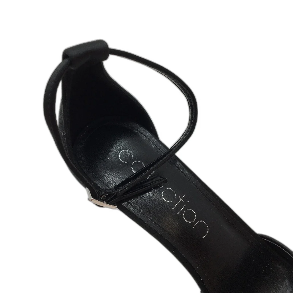 Collection Bianca Black Gem Pointed Toe Ankle Strap Heels Ladies Size 9 NEW - Image 4