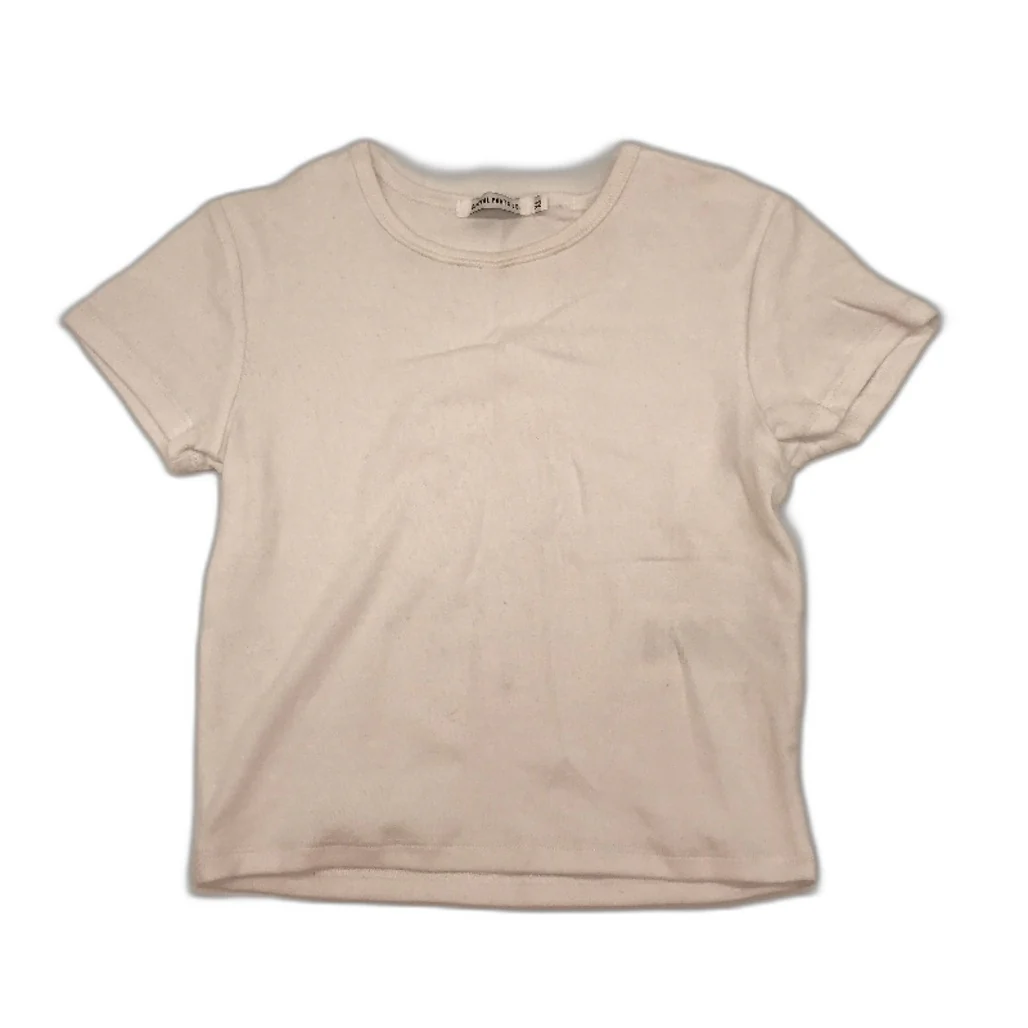General Pants Co White Cotton Blend Cropped Short Sleeve Tee Ladies Size XS