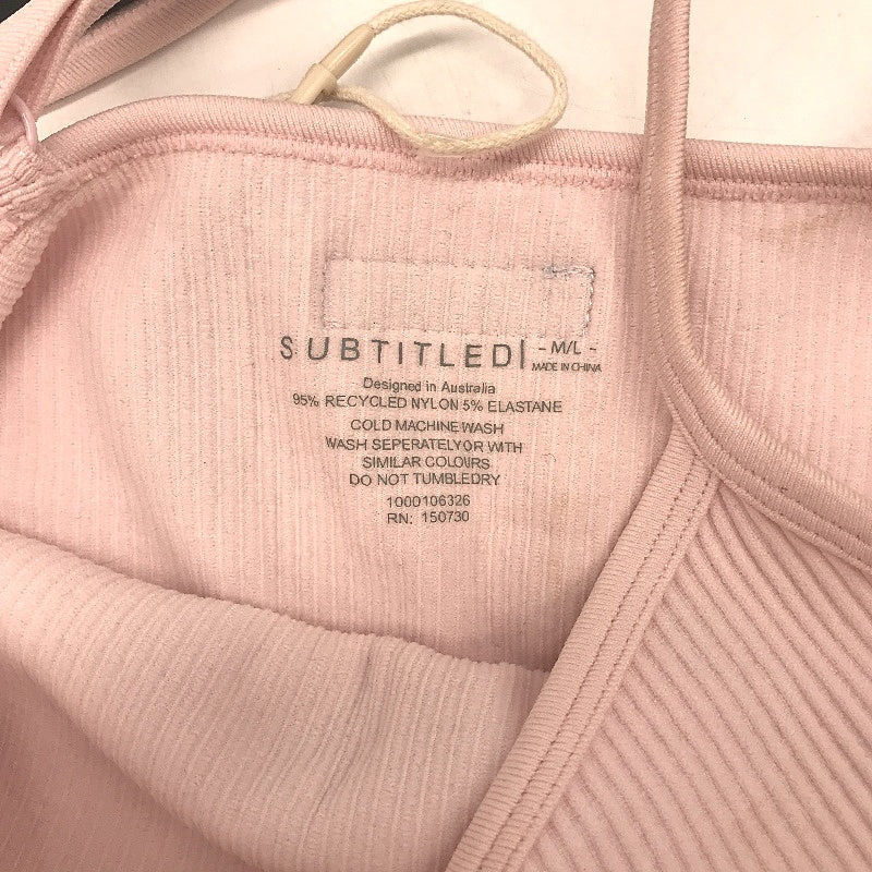 Subtitled Sports Club Pink Strappy Ribbed Unitard Bodysuit Women Size M-L NEW - Image 3