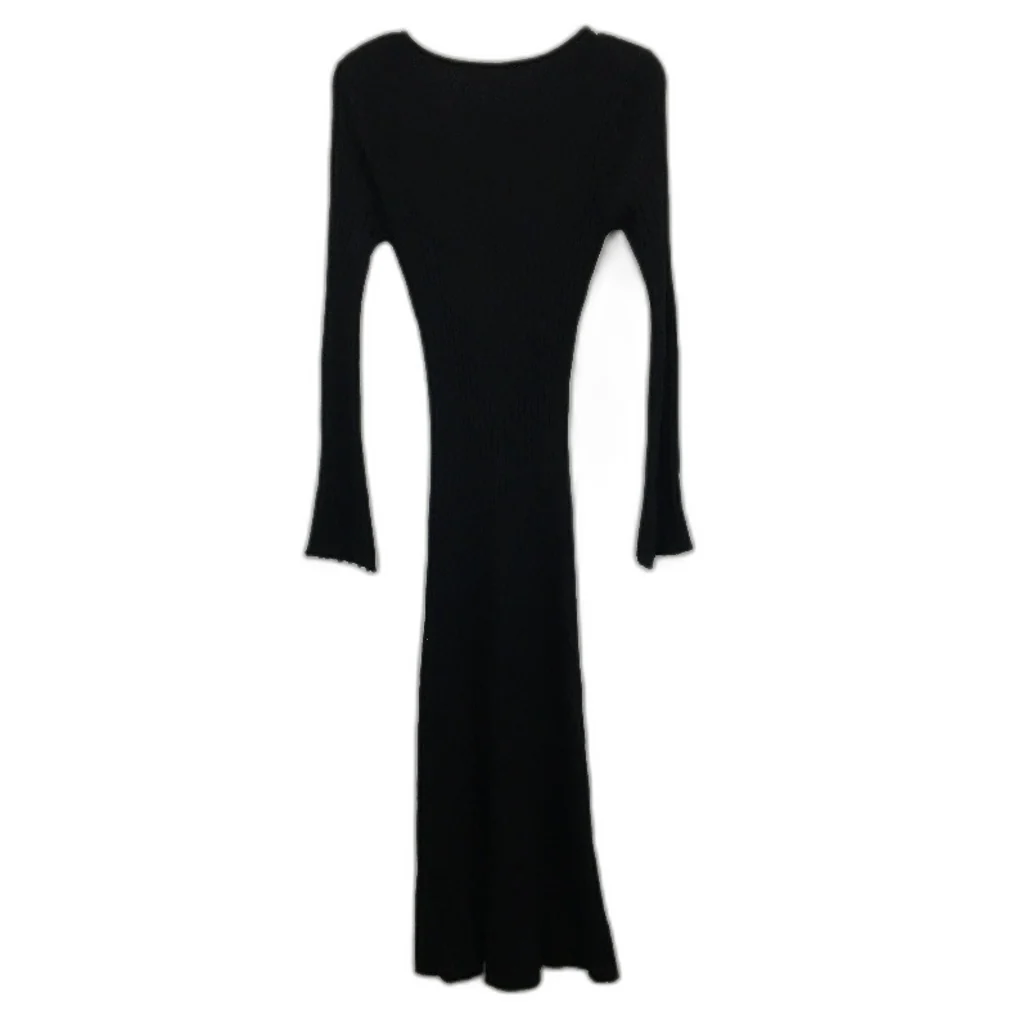 Subtitled Sophie Black Long Sleeve Ribbed Knit Maxi Dress Ladies Size L NEW - Image 2