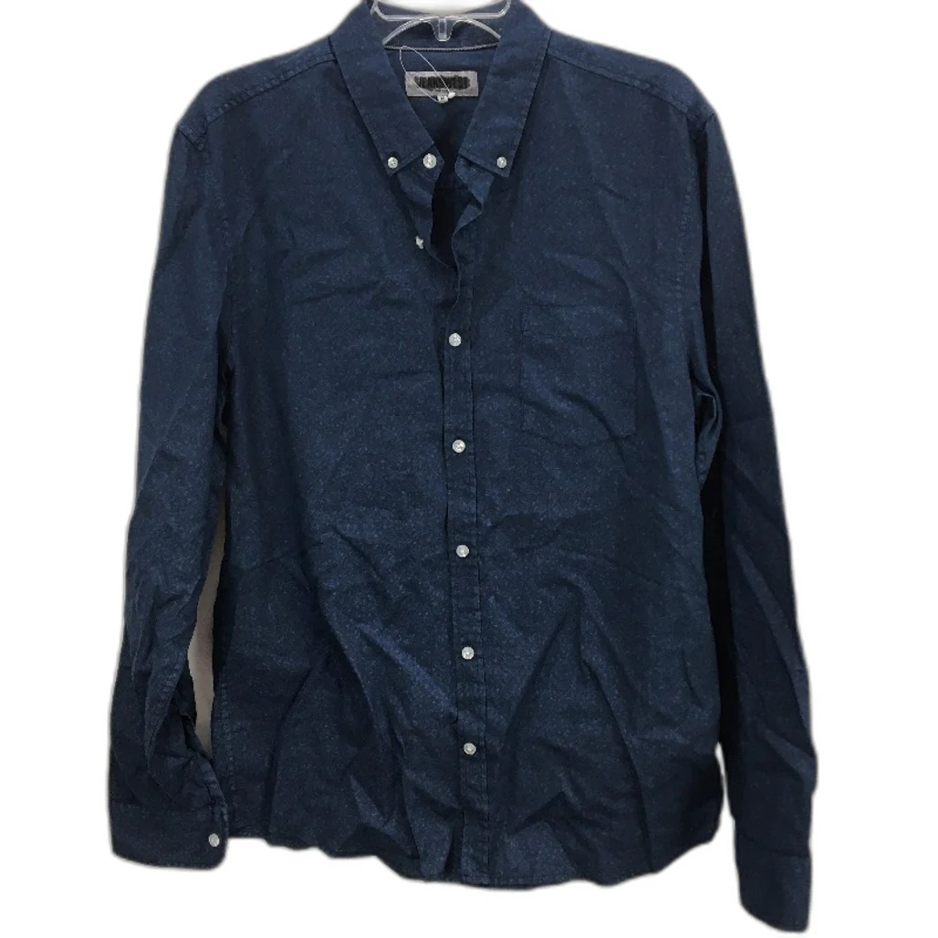 Jeanswest Linen Cotton Blend Indigo Short Sleeve Patterned Shirt Mens Size M NEW