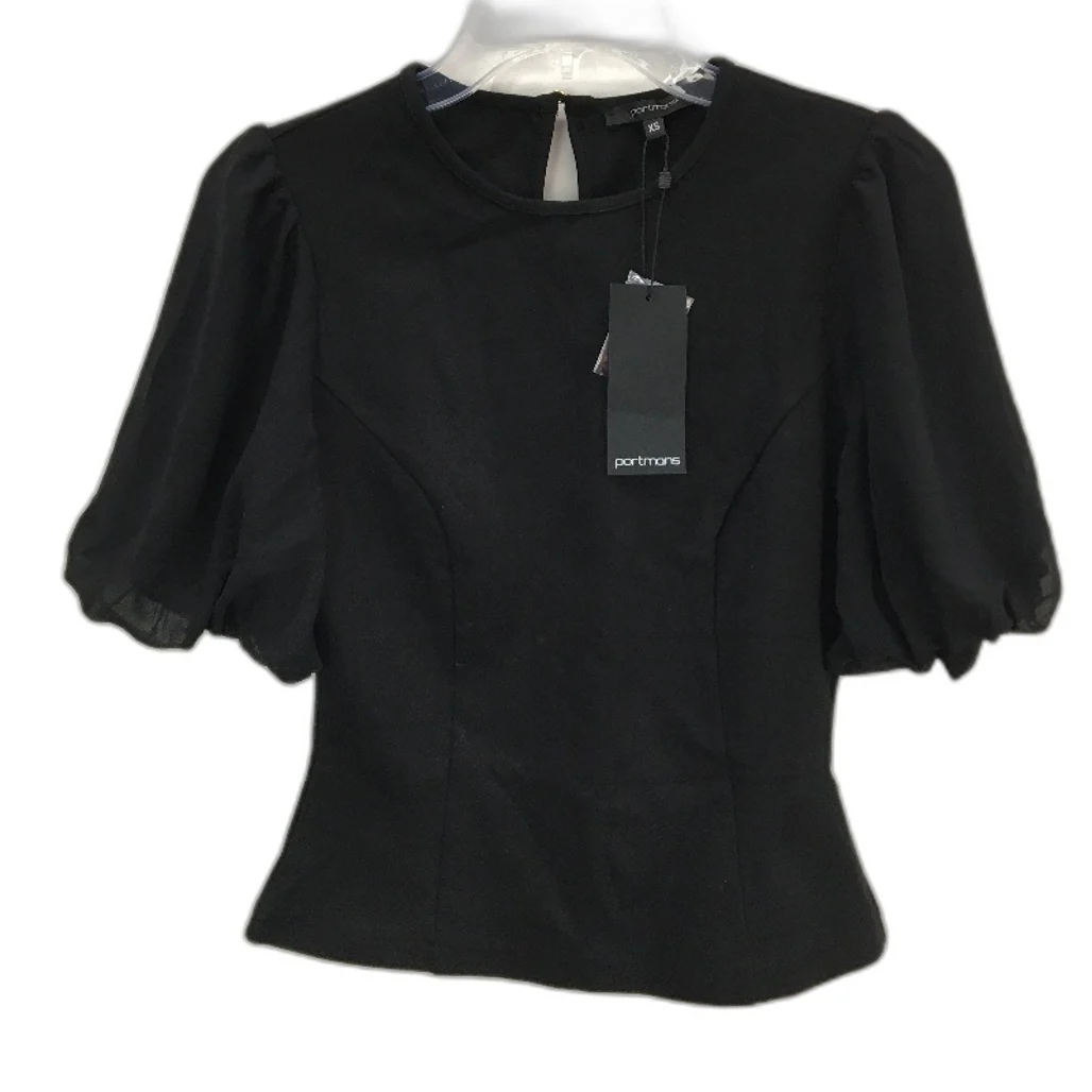 Portmans Black Crew Puff Short Sleeve Top Ladies Size XS NEW