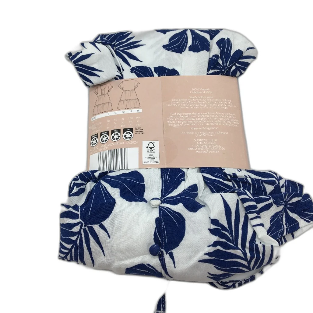 Serra Blue & White Floral Patterned Mini Beach Dress Ladies Size 10 NEW - Image 2