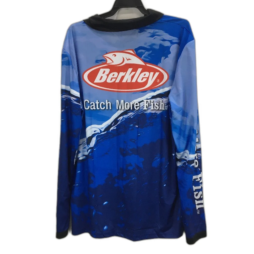 Berkley Pro Fishing Jersey Long Sleeve Blue Polo Style Shirt Mens Size M NEW - Image 2