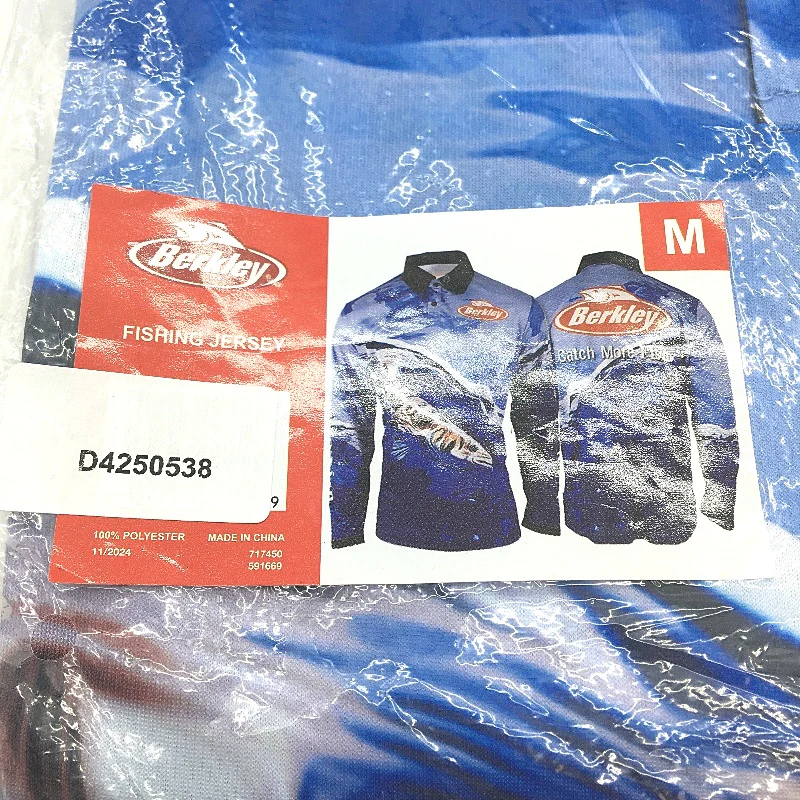 Berkley Pro Fishing Jersey Long Sleeve Blue Polo Style Shirt Mens Size M NEW - Image 4