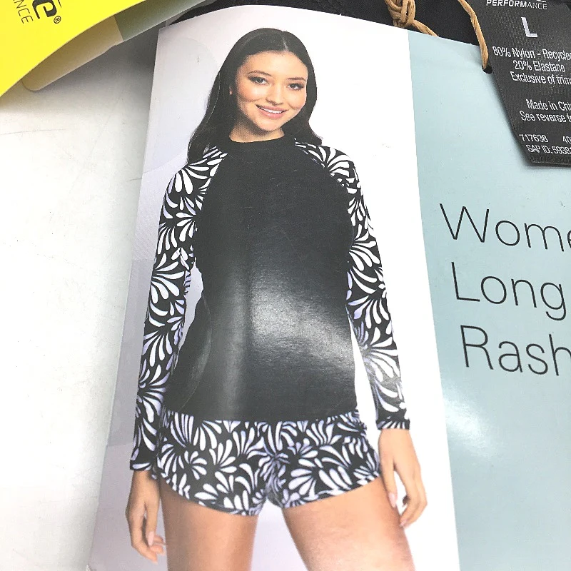 Crane UPF 50 Black & White Pattern Long Sleeve Rash Vest Ladies Size Large NEW - Image 3