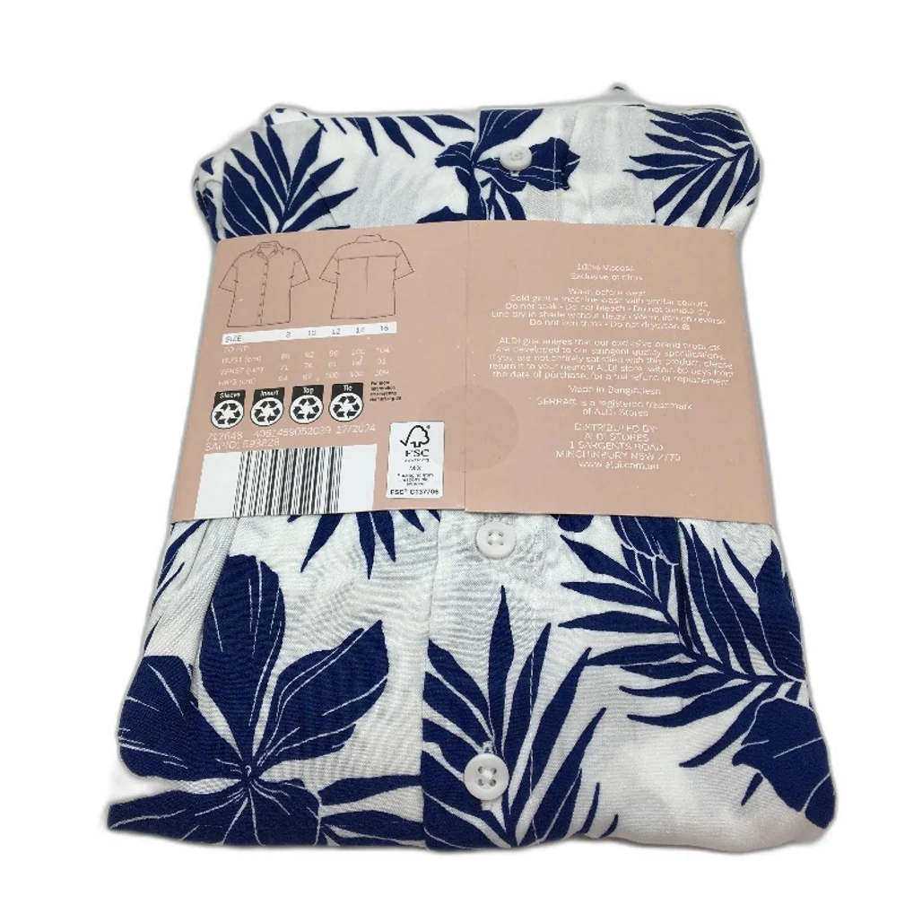 Serra Blue & White Floral Patterned Beach Shirt Button-Up Ladies Size AU 8 NEW - Image 2