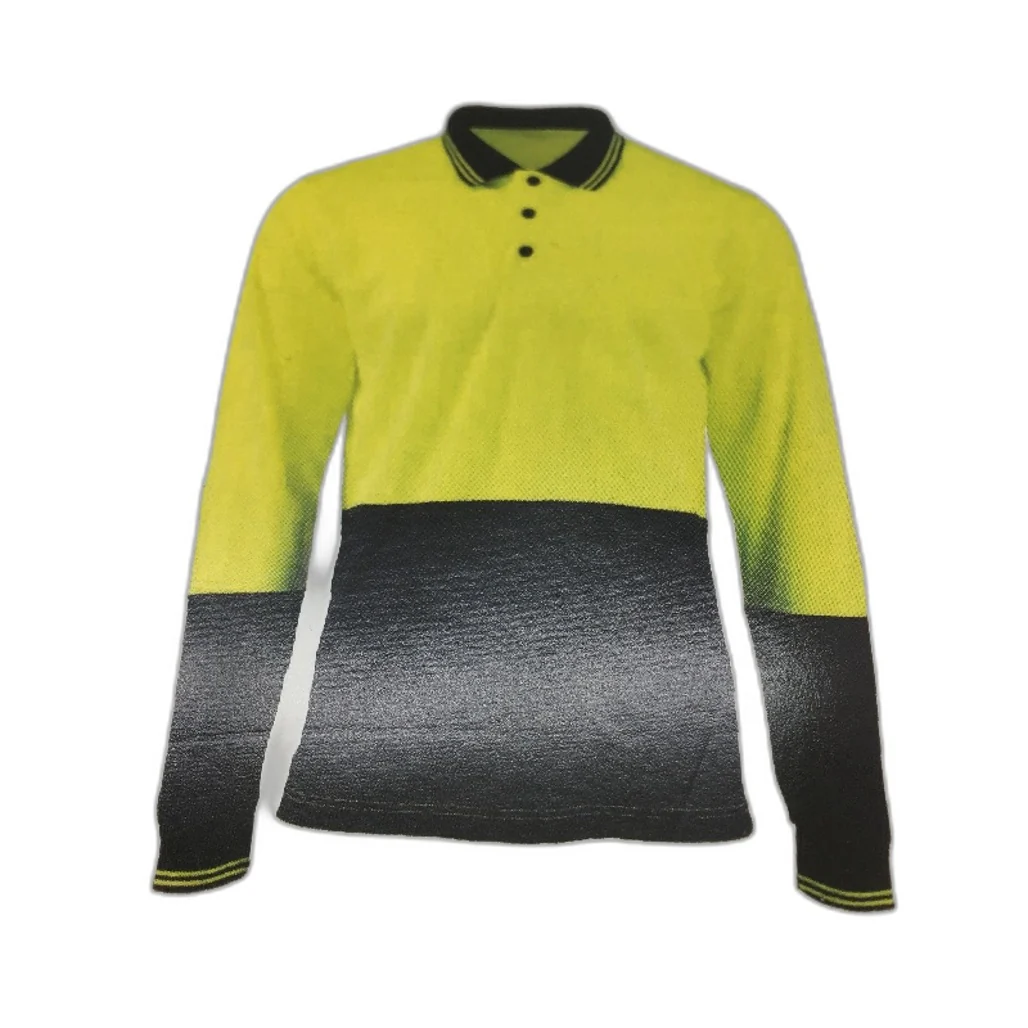 Workzone Green Hi-Vis Safety Collared Polo Long Sleeve Work Shirt Mens Sz S NEW - Image 3