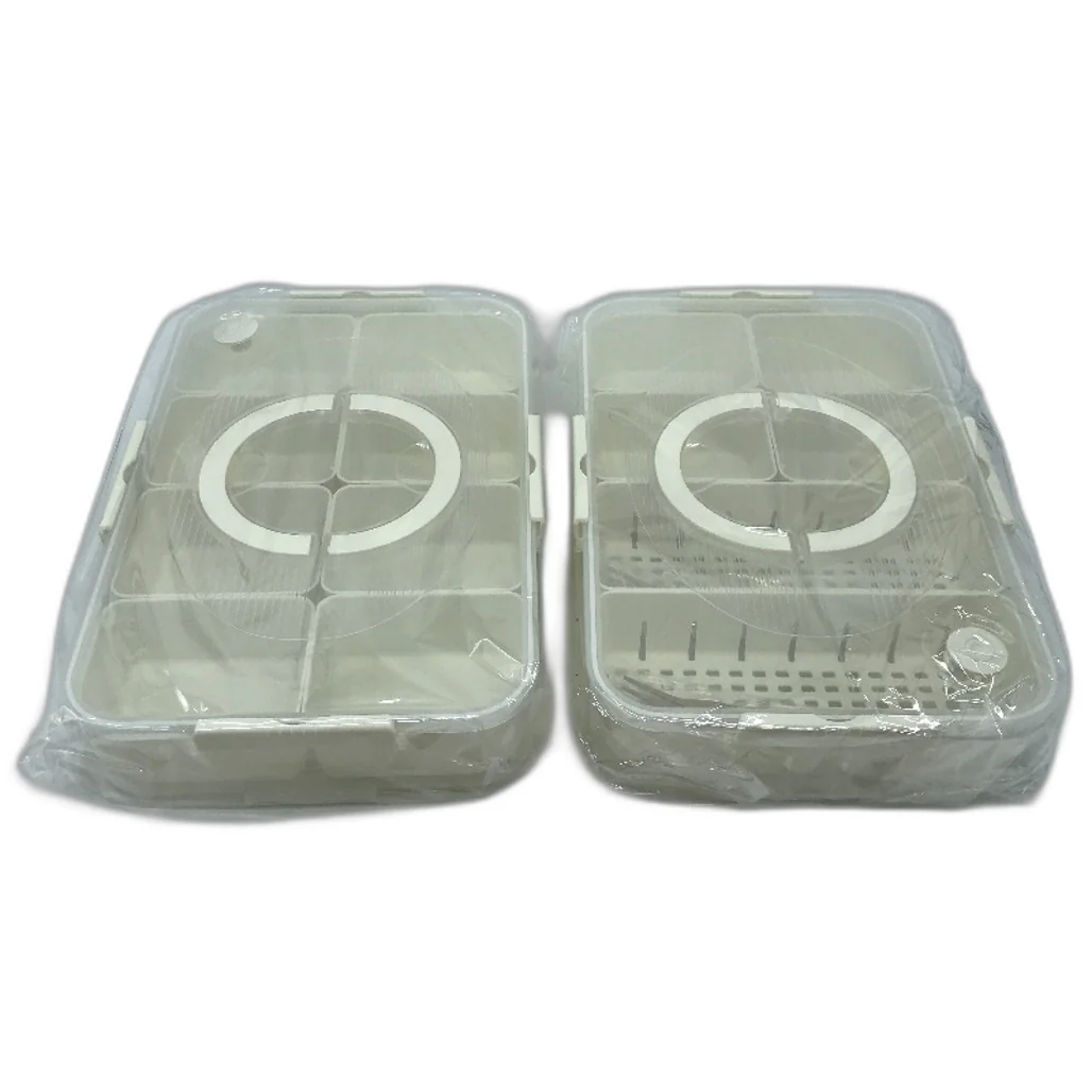 2pk Microwave Safe White Snack Box 6 Compartment Container Set w/ Utensils NEW