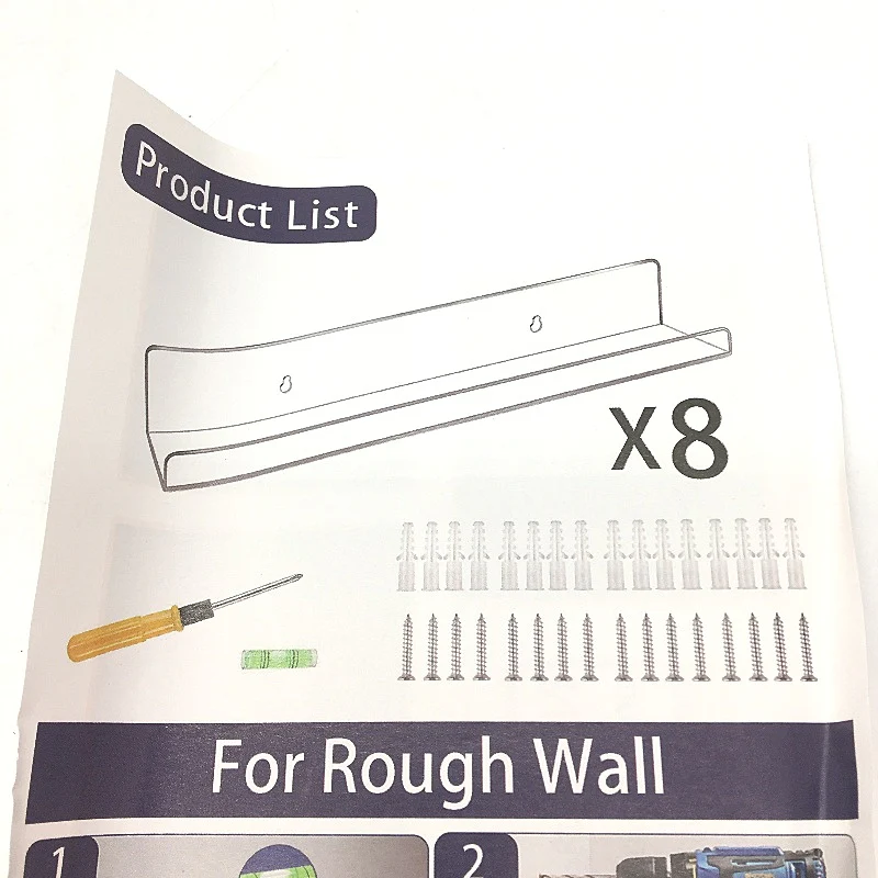 8 Pack Acrylic Wall Mounted Storage Shelves Clear Floating Shelves NEW - Image 3