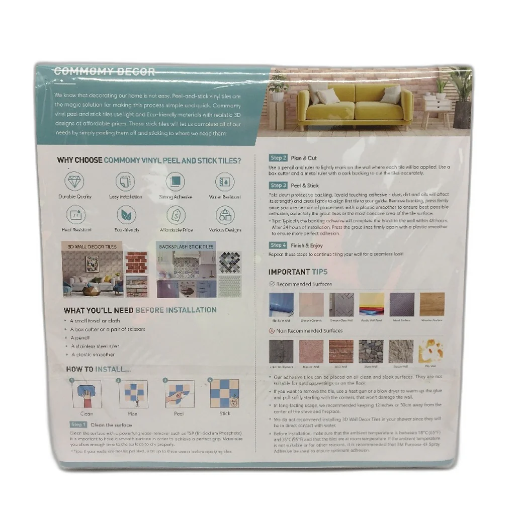 Commomy Sage Green 30x30cm Peel And Stick Tile PVC Self Adhesive Wall NEW - Image 2