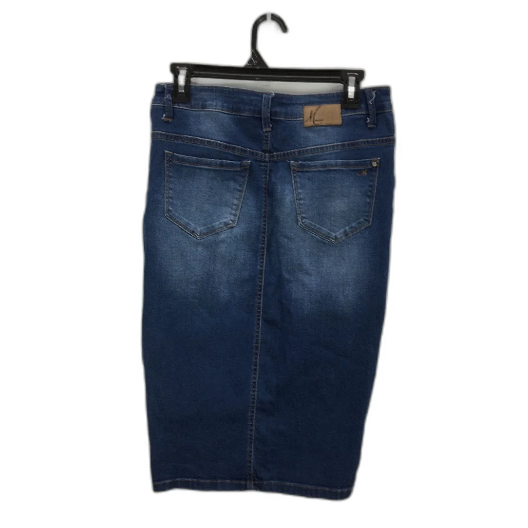 Mavi Blue Midi Denim Skirt Front Split Zip-Up Button Closure Ladies Size Medium - Image 2