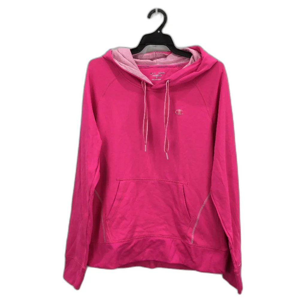 Champion Bright Pink Hooded Sports Jumper Mesh Inner-Hood Ladies Size Small