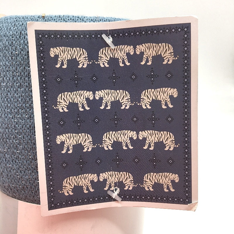 Kirkton House Tiger Design Blue Cotton Jacquard Knitted Throw Blanket NEW - Image 3