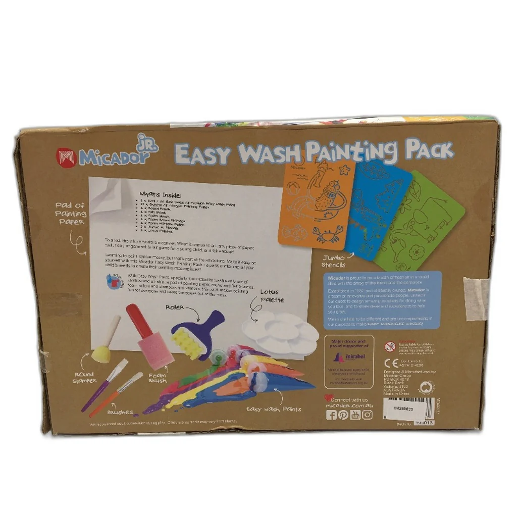 Micador Jr. 40 Pce Easy Wash Painting Pack Kit For Kids Ages 3-8 NEW - Image 2