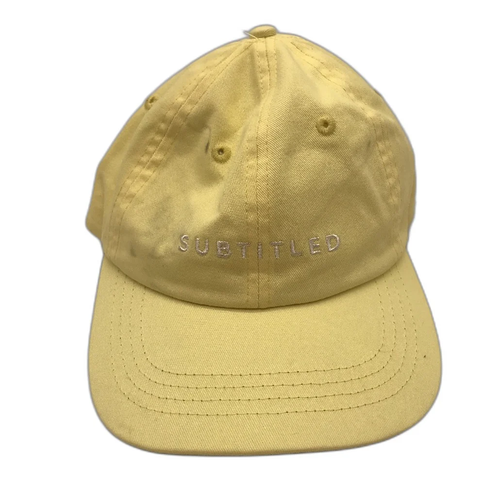 Subtitled Bright Yellow Logo Stonewashed Classic Style Cap OSFM NEW - Image 6
