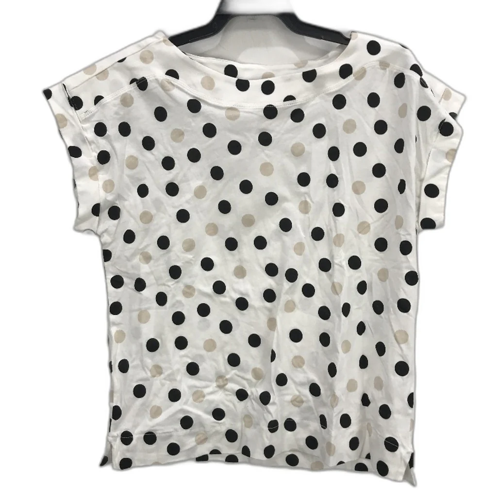 Jacqui E Tan & Black Spotted Short Cuffed Sleeve Tee Ladies Size Small NEW