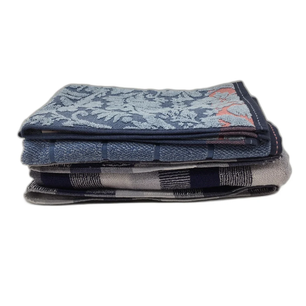 Kirkton House 4pc Assorted Blue Patterned Cotton Bath and Hand Towels NEW - Image 2