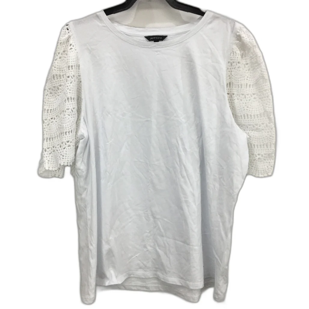 Portmans Celine Cotton Crochet Short Sleeve Tee Shirt Ladies Size 2XL NEW
