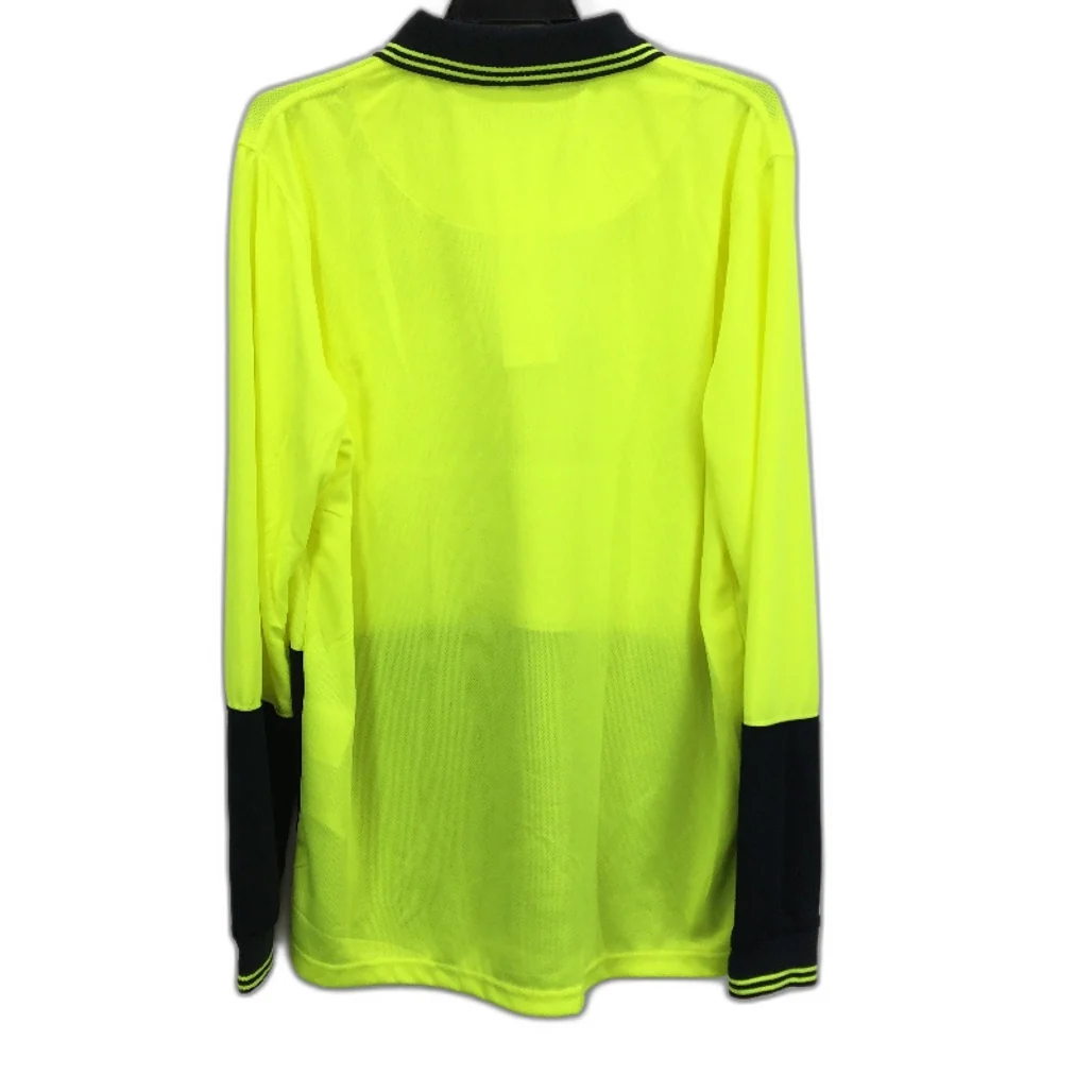 Workzone Green Hi-Vis Safety Collared Polo Long Sleeve Work Shirt Mens Sz M NEW - Image 2