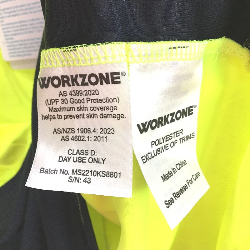 Workzone Green Hi-Vis Safety Collared Polo Long Sleeve Work Shirt Mens Sz M NEW - Image 4