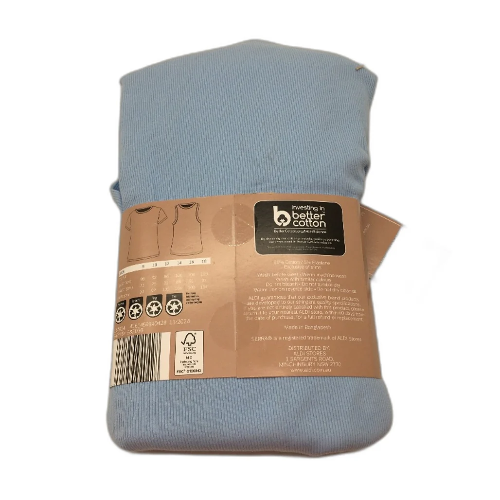 Serra 2 Pcs Blue & Black Cotton Blend Tee & Singlet Set Pack Ladies Size 10 NEW - Image 2