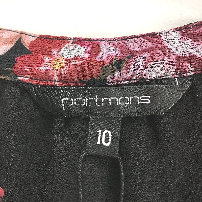 Portmans St Valentine Black Floral Short Sleeve Button Up Blouse Ladies Size 10 - Image 3