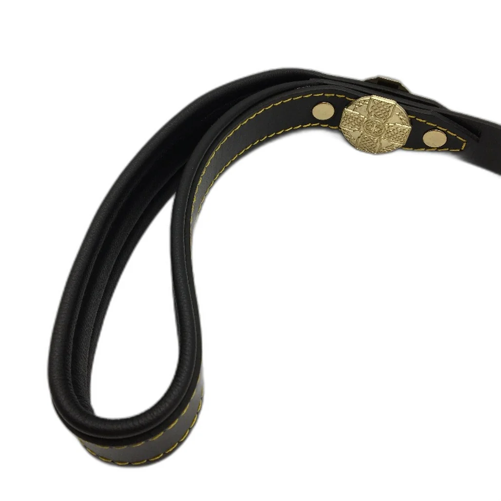 Bestia Dog Gear Black Maximus Gold Leash 1 Inch Wide Leather Padded Handle NEW - Image 5