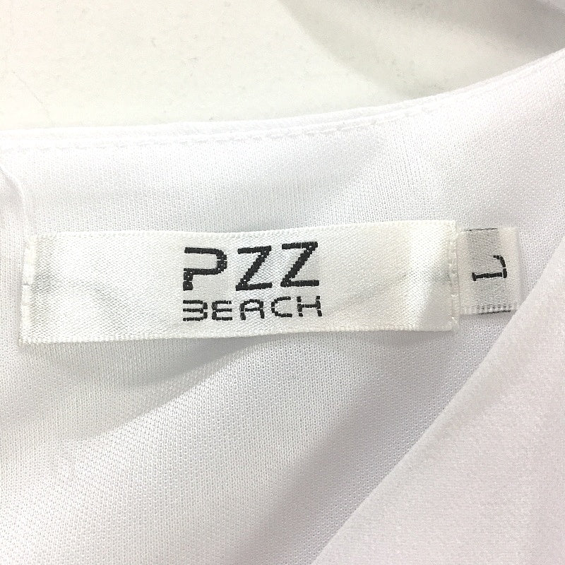 PZZ Beach White V Neck Light Sleeveness Maxi Chiffon Long Dress Womens Size L - Image 4