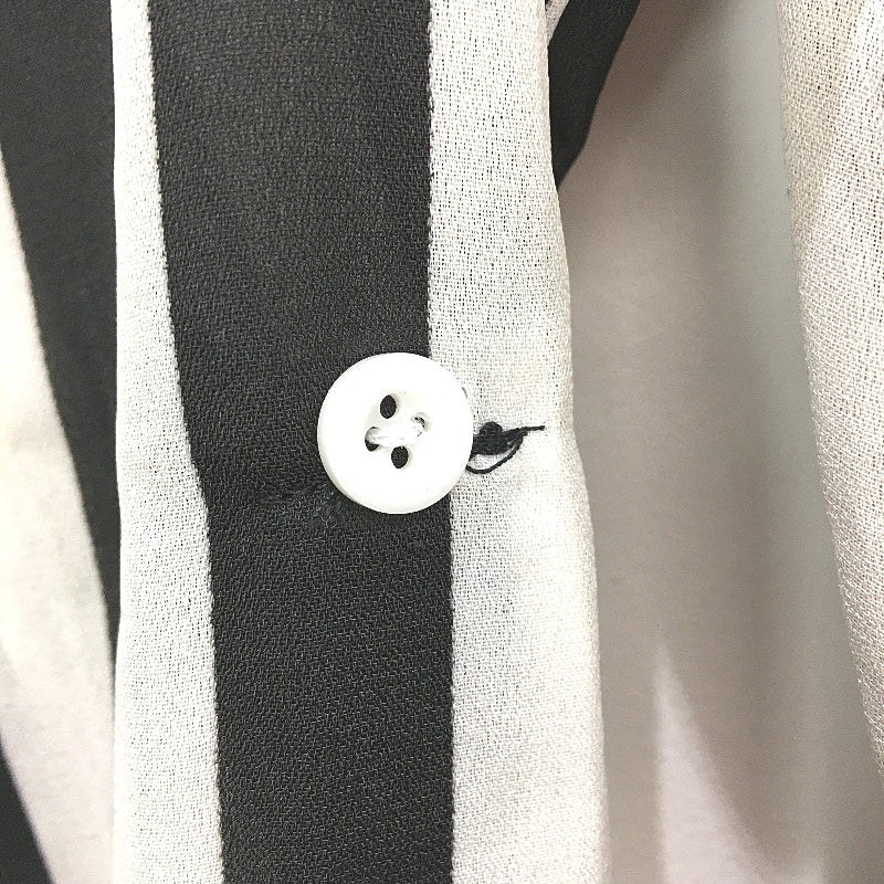 MELLE Chiffon Black & White Striped Long Sleeve Maxi Robe Dress Womens Size M - Image 5