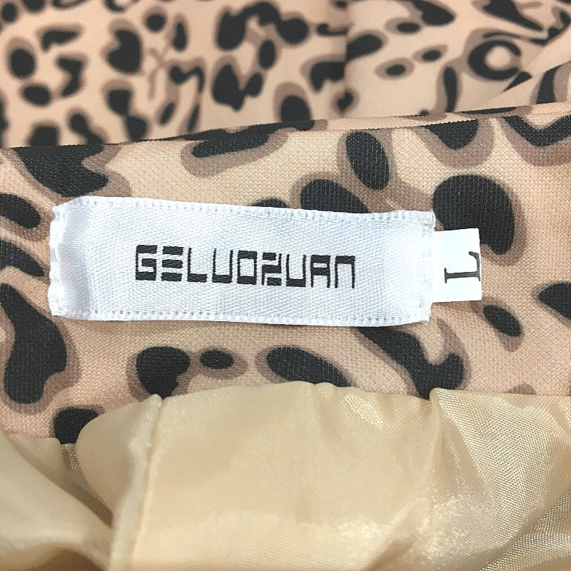 GELUOZUAN Single Button Leopard Long Sleeve Coat Dress With Belt Womens Size L - Image 3