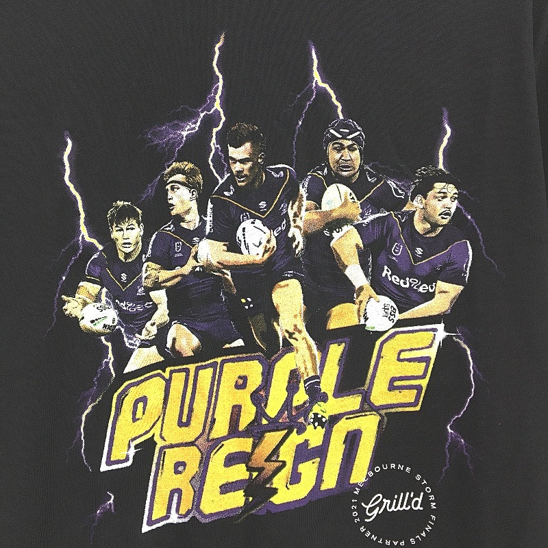 NRL Authentics 2021 Melbourne Storm Purple Reign Black T-Shirt Unisex Size M - Image 3