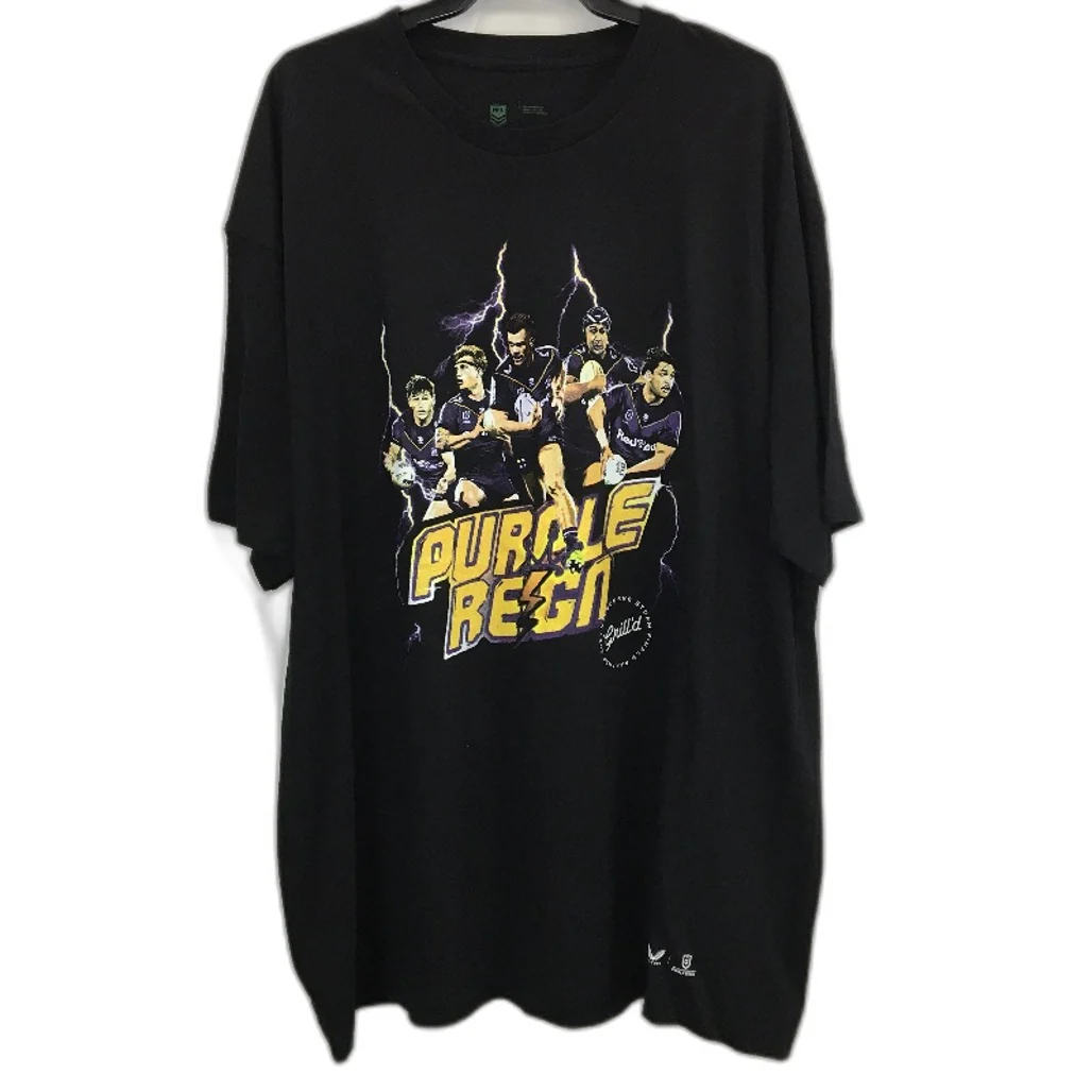NRL Authentics 2021 Melbourne Storm Purple Reign Black T-Shirt Unisex Size 3XL