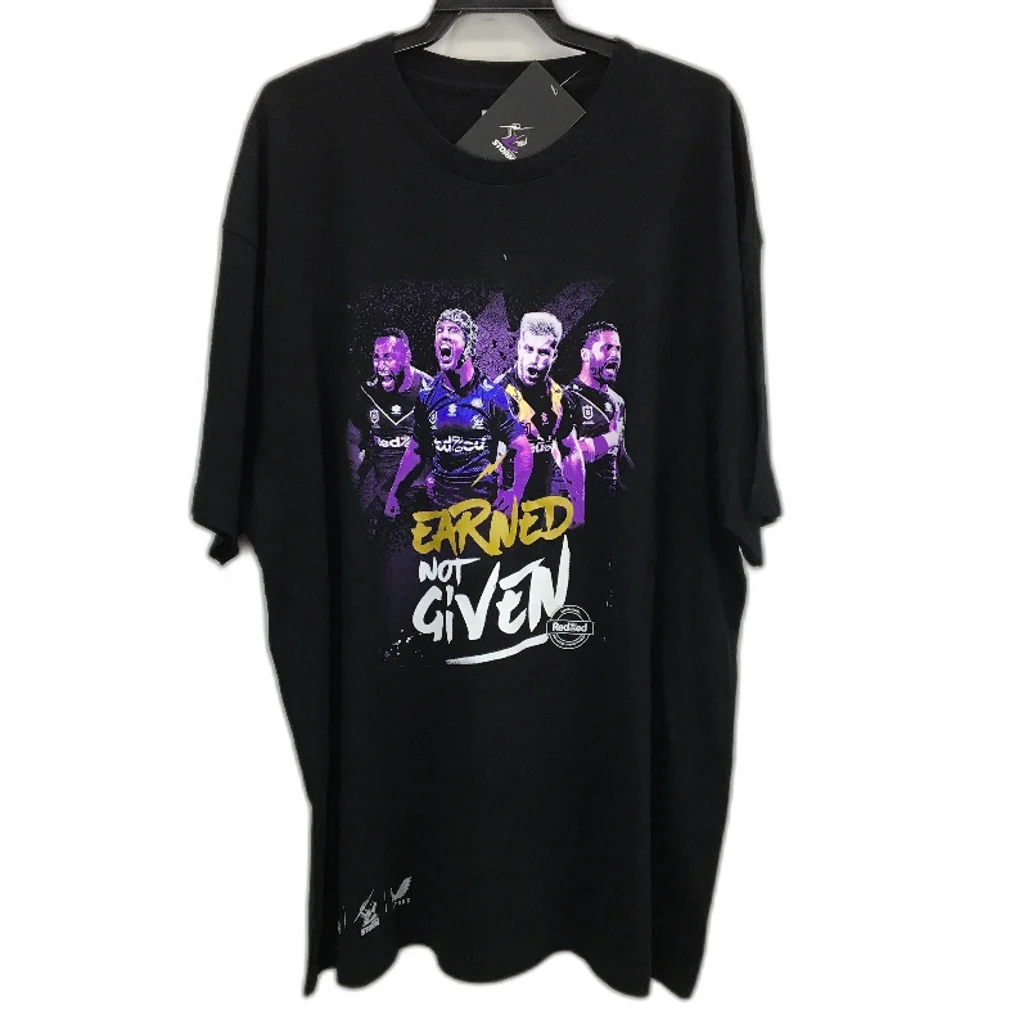 NRL Authentics 2022 Melbourne Storm 'Earned Not Given' Black T-Shirt Mens Sz XL