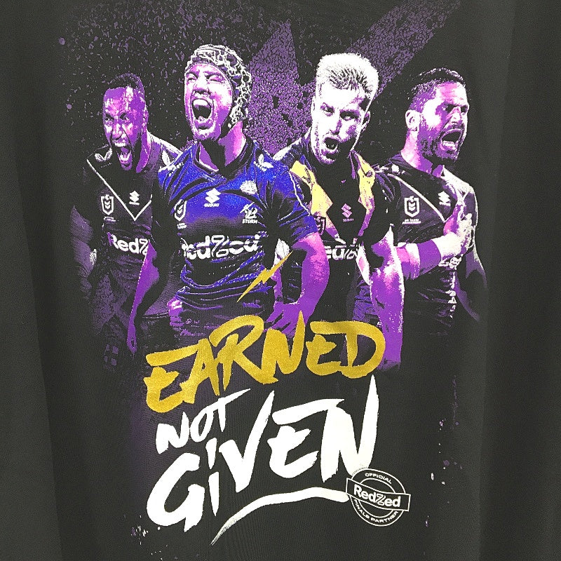 NRL Authentics 2022 Melbourne Storm 'Earned Not Given' Black T-Shirt Mens Sz XL - Image 3