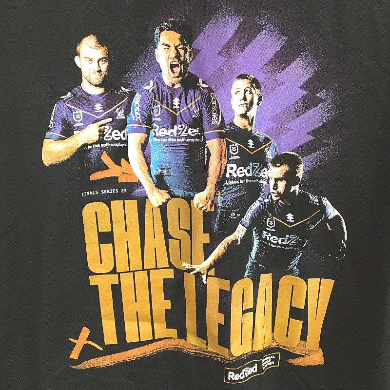 NRL Authentics 2023 Melbourne Storm 'Chase The Legacy' Black T-Shirt Ladies Sz M - Image 3