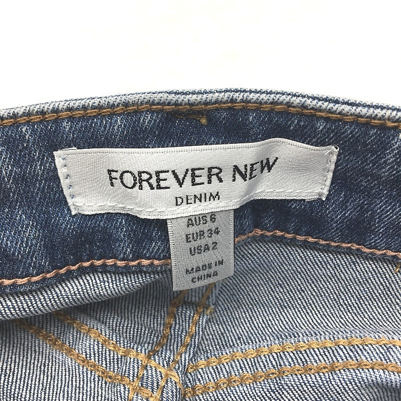 Forever New Blue High Rise Relaxed Fit Crop Length Denim Jeans Ladies Size AU 6 - Image 4