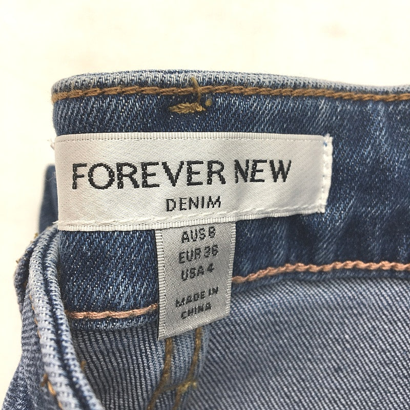 Forever New Blue High Rise Relaxed Fit Crop Length Denim Jeans Ladies Size AU 8 - Image 4