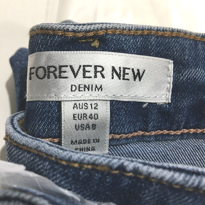 Forever New Blue High Rise Relaxed Fit Crop Length Denim Jeans Ladies Size AU 12 - Image 4