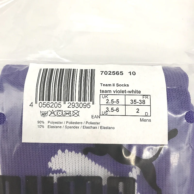 PUMA 2 Pack Violet & White Team II Football High Sock Youth Sz US 3.5-6 NEW - Image 5