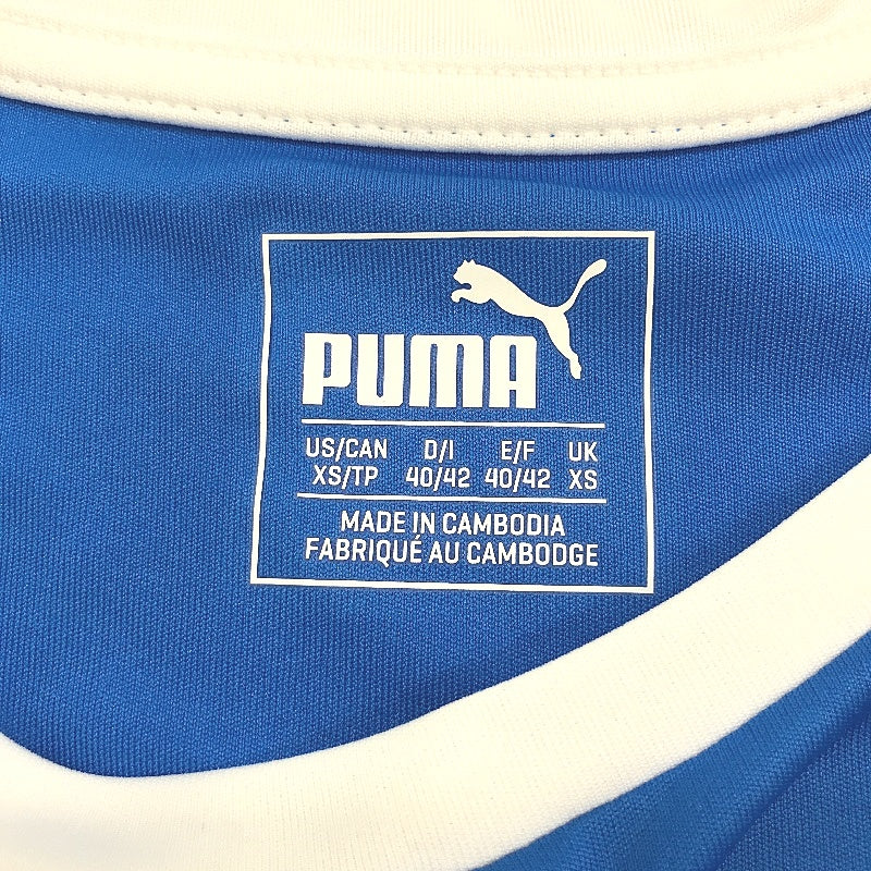 PUMA LIGA Jersey Electric Blue Lemonade & White Short Sleeve Tshirt Mens Sz XS - Image 3