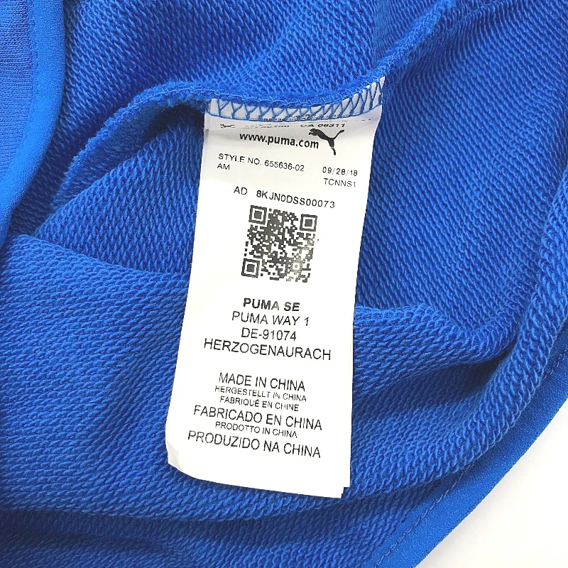 PUMA Junior Electric Blue Cotton Blend Hoodie With Front Pocket Kids Size M NEW - Image 4